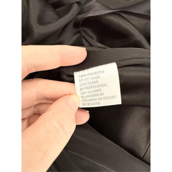 Ieena for Mac Duggal Womens Black Long Sleeve Feathered Trim Tuxedo Dress Size 2 - Picture 5 of 6
